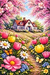 Luxury AB Velvet Diamond Painting Kit - Spring Cottage