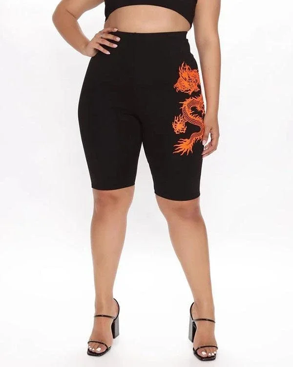 high rise dragon print biker shorts p129465