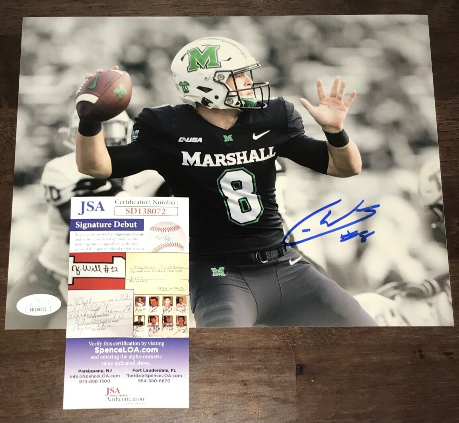 Grant Wells Marshall Thundering Herd Signed Autographed 8x10 Photo Poster painting JSA N2