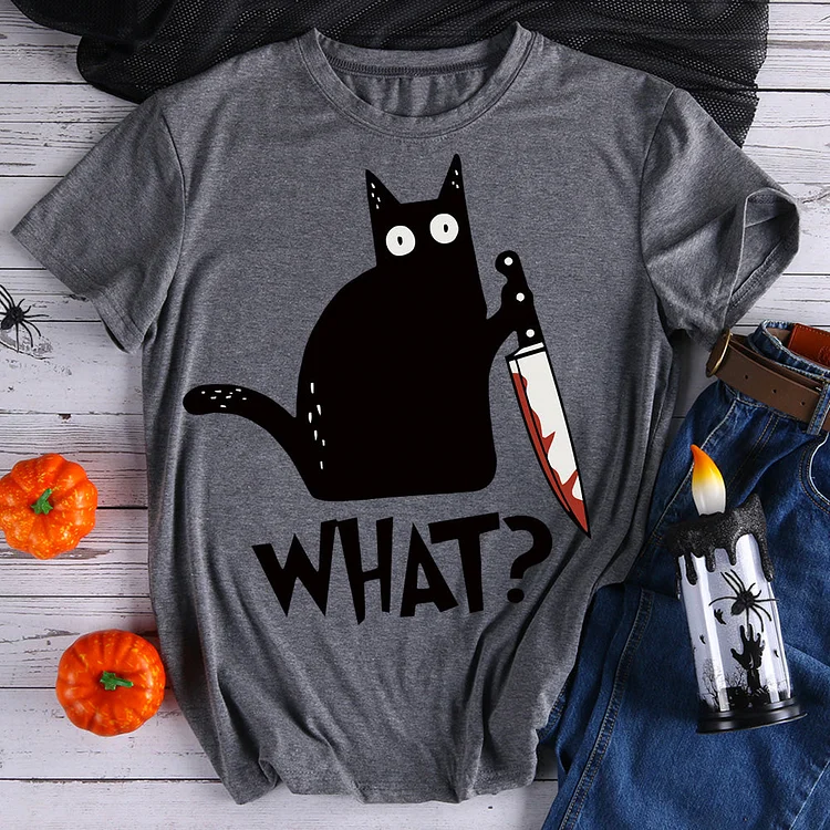 Murderous Black Cat With Knife T-Shirt-05483