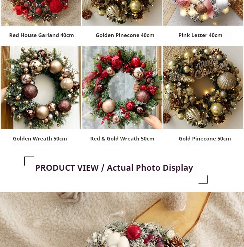 Tegooe Deluxe Faux Pine Christmas Wreath Collection - Door Wall Decor