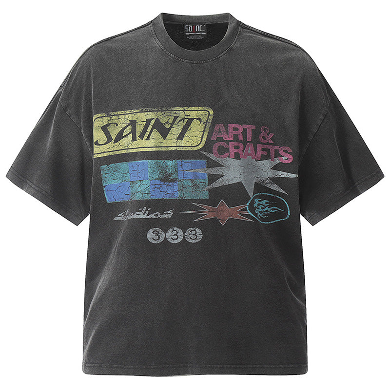 SAINT  Retro Print Washed T-Shirts
