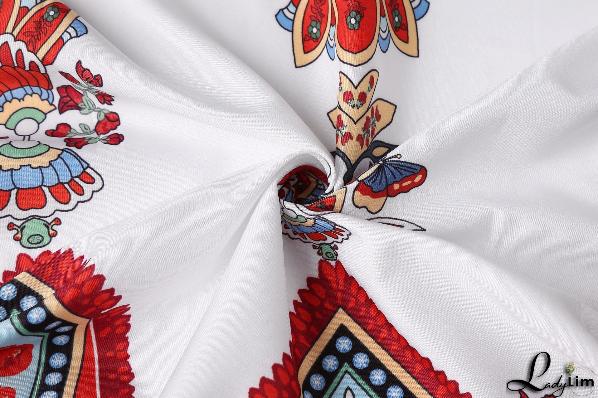 Vintage print dress V-neck sleeveless