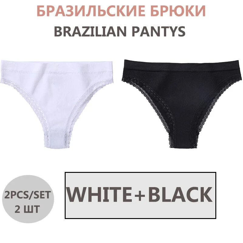 FINETOO 2PCS/Set Seamless Women's Underwear Lace Lingerie Female Thongs Underpant For Woman Low-Rise Panties Bikini Briefs M-2XL