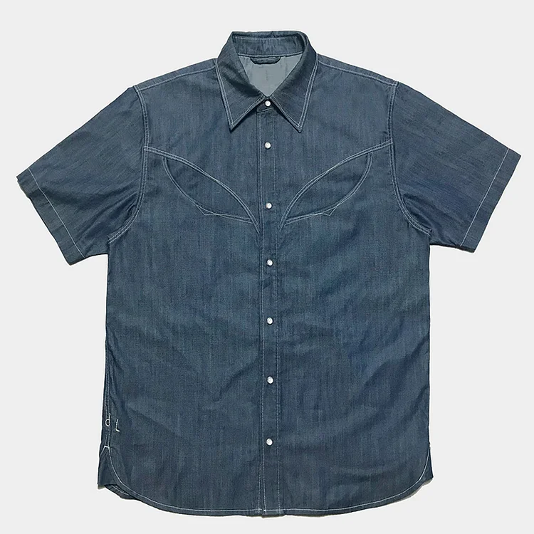 6OZ Indigo 2 Pocket Tencel Cotton Denim Short Sleeve Shirt