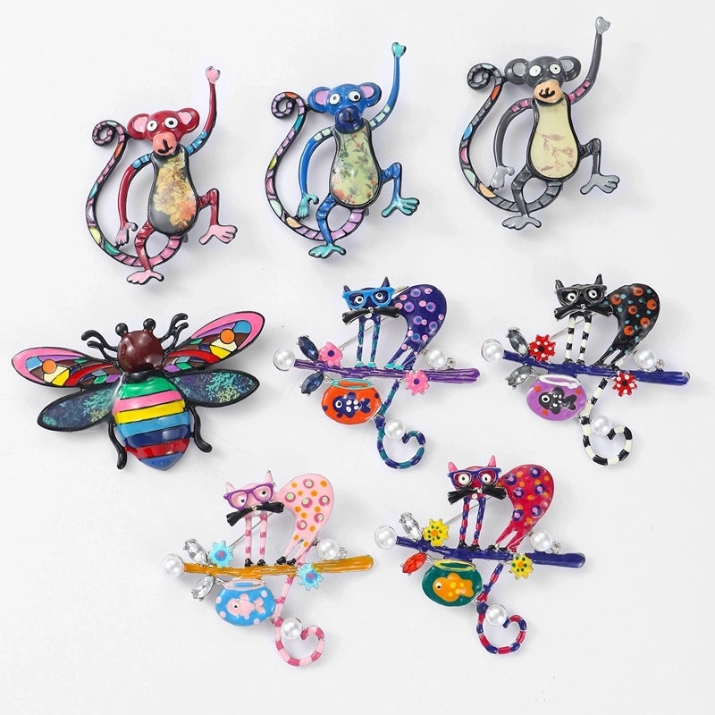 Cute Pin Cartoon Cat Alloy Enamel Unisex Brooches