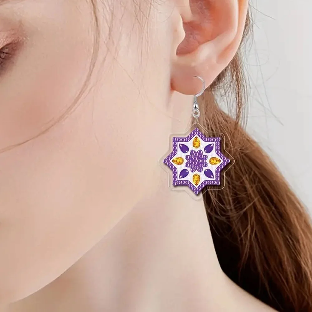 12 Pairs DIY Flower Double Sided Diamond Painting Earrings for Women Girls 