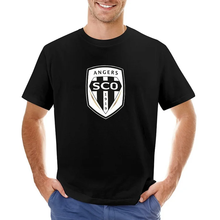 Angers SCO Tiger Pattern Lightning Icon Design T-shirt À Manches Courtes Gildan Pour Homme