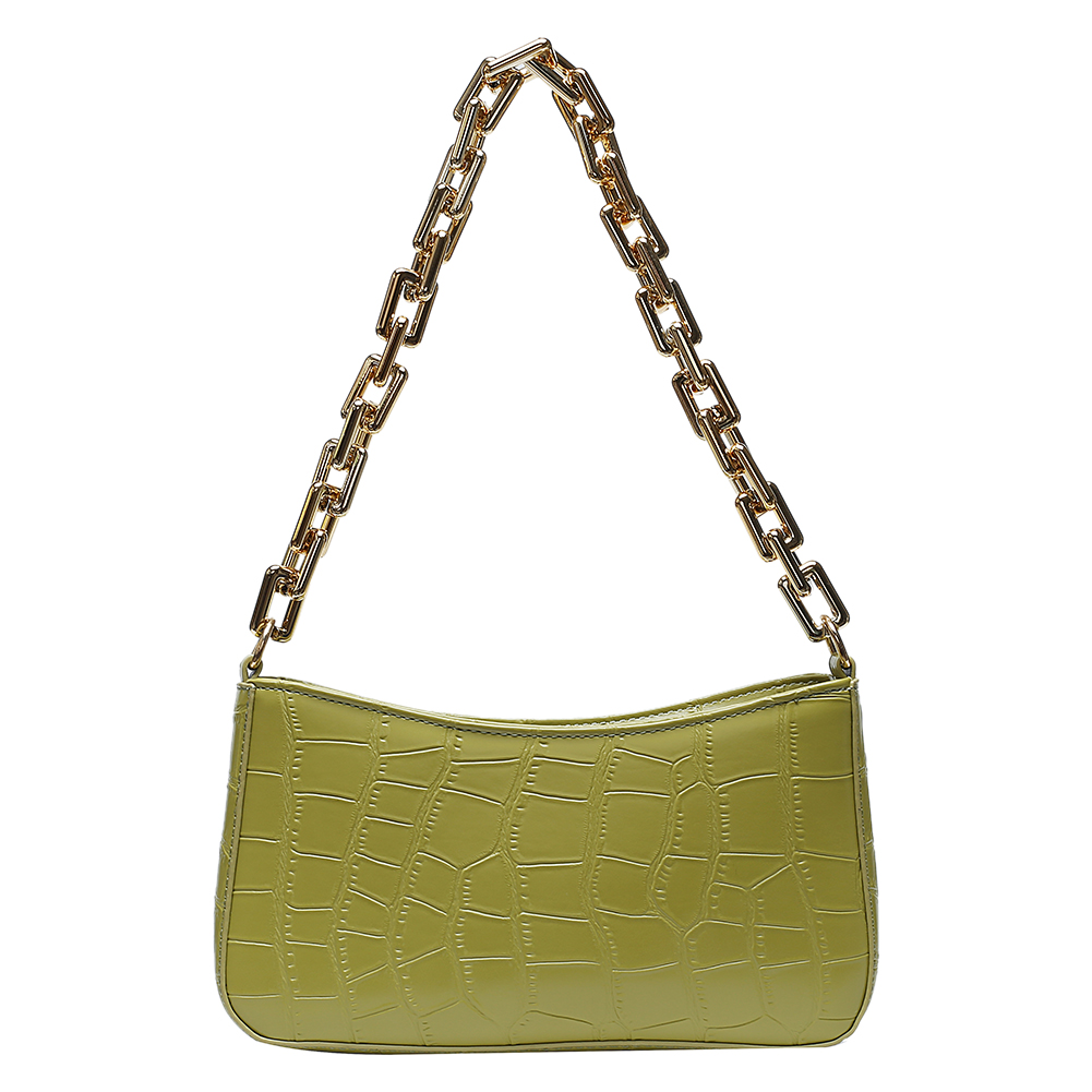 

Portable Women Alligator PU Shoulder Bag Chain Retro Handbag Tote -Green, 501 Original