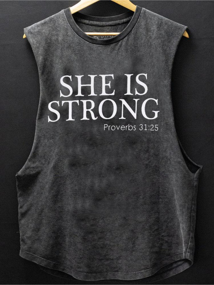She Is Strong Scoop Bottom Cotton Tank / Rvogue / Rvogue