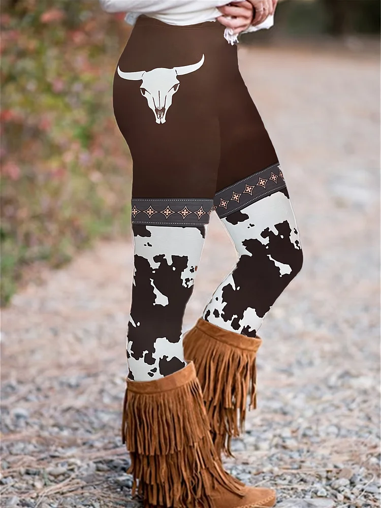 Bull Head Print Skinny Leggings