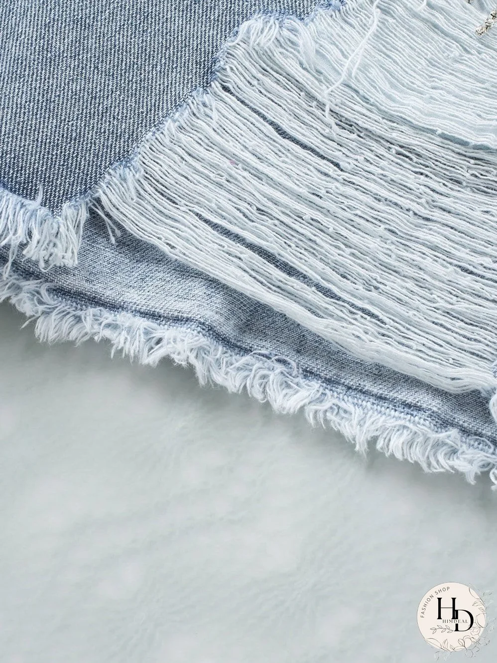 Unique Rhinestone Tassel Denim Shorts