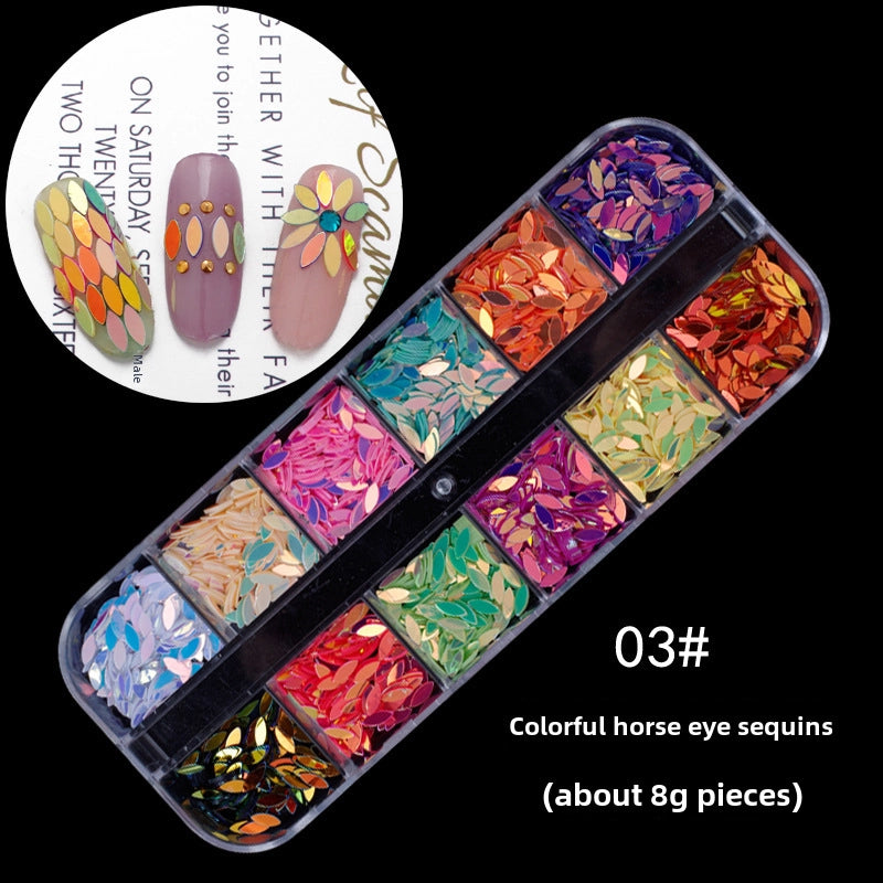 Nail Jewelry Rhinestone Flat Bottom Drill Hollow Nail Stick Drill Sequins Colored Diamond Flat Bottom Pearl Shell Japanese Series