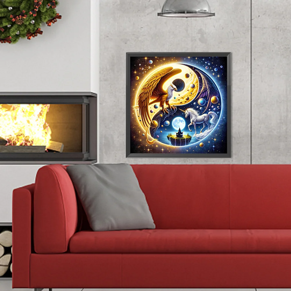 Diamond Painting - Full Round Drill - Yin Yang Eagle Unicorn(Canvas|40*40cm)
