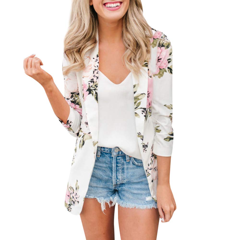 2023 Retro Floral Printing Suit Casual Professional Versatile Style Blazer Pocket Casual Coat Outwear