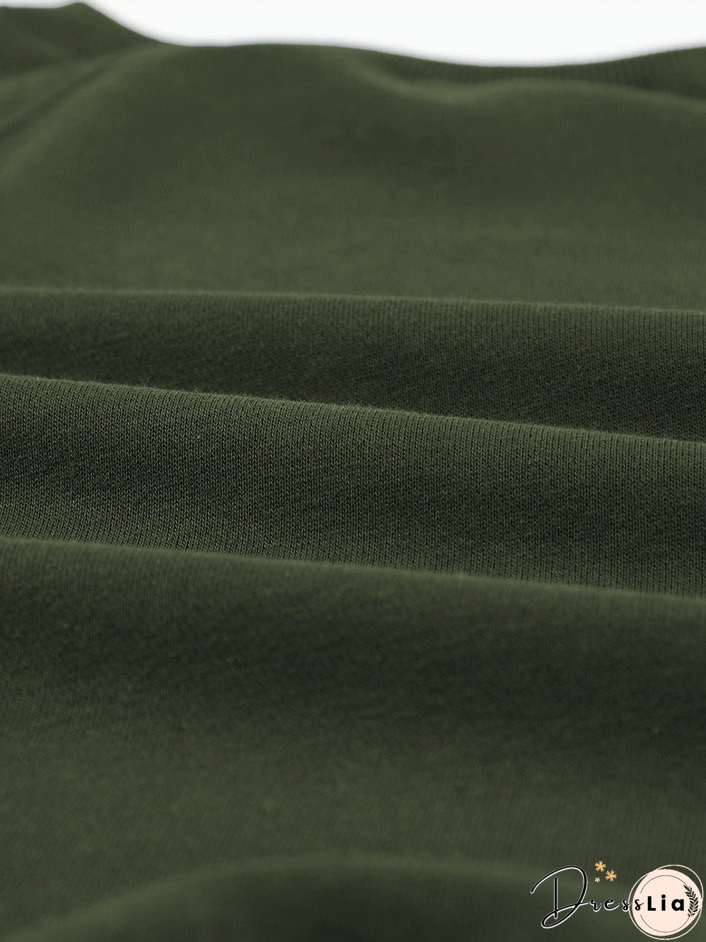 Green Crew Neck Long Sleeve Sweatshirt with Distressed Detail