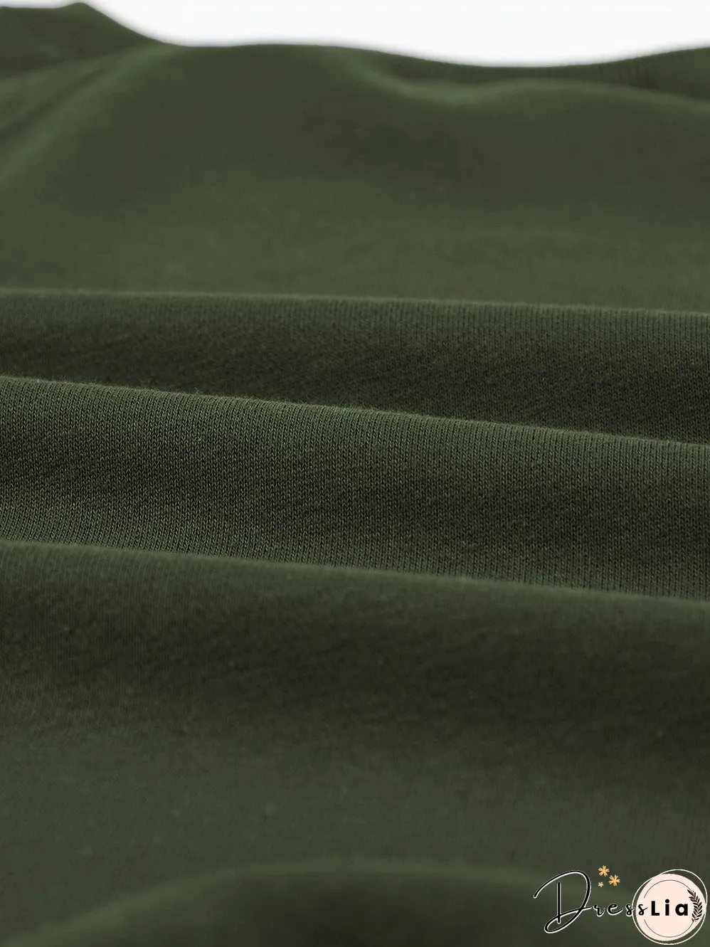 Green Crew Neck Long Sleeve Sweatshirt with Distressed Detail