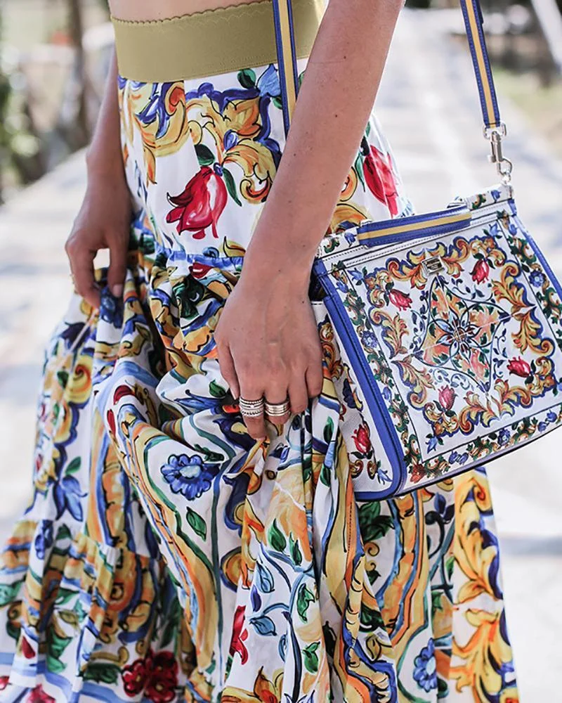 Sexy Off Shoulder Midriff-Baring Floral Printed Top Skirt Set