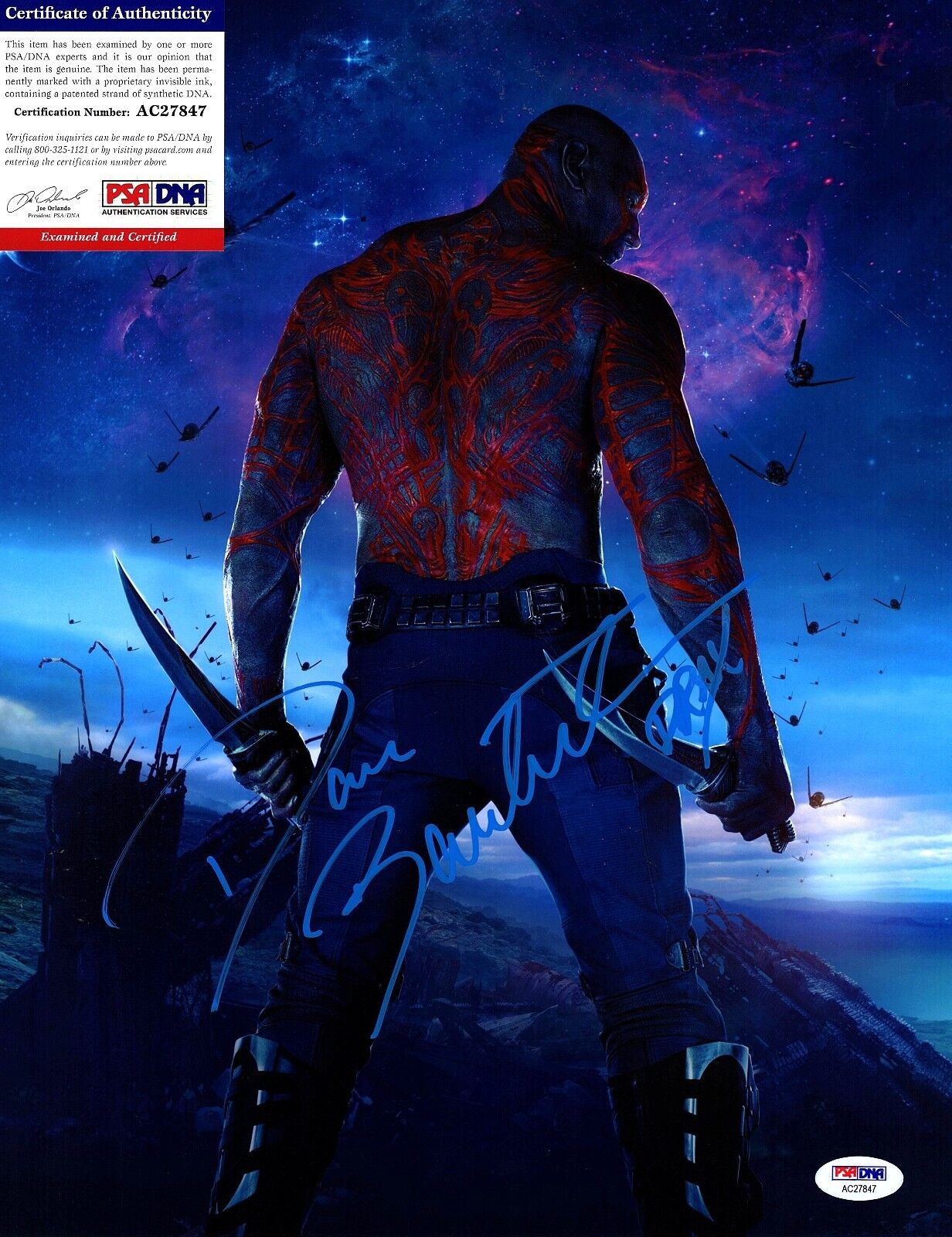 DAVE BAUTISTA Signed 11X14 Photo Poster painting GUARDIANS OF THE GALAXY