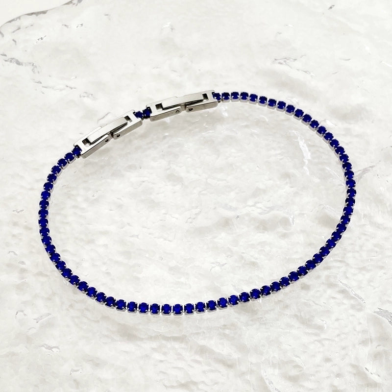 Minimalist Shiny Round 304 Stainless Steel Zircon Bracelets In Bulk