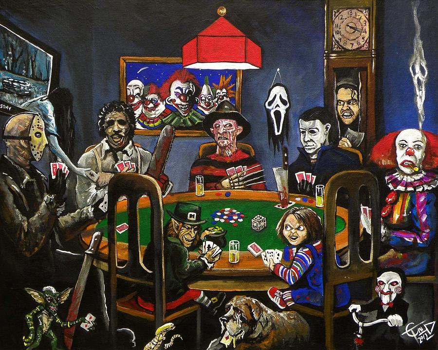 Halloween Joker Horror Dangerous Card Game 40*50CM(Canvas)Full Round Drill Diamond Painting gbfke