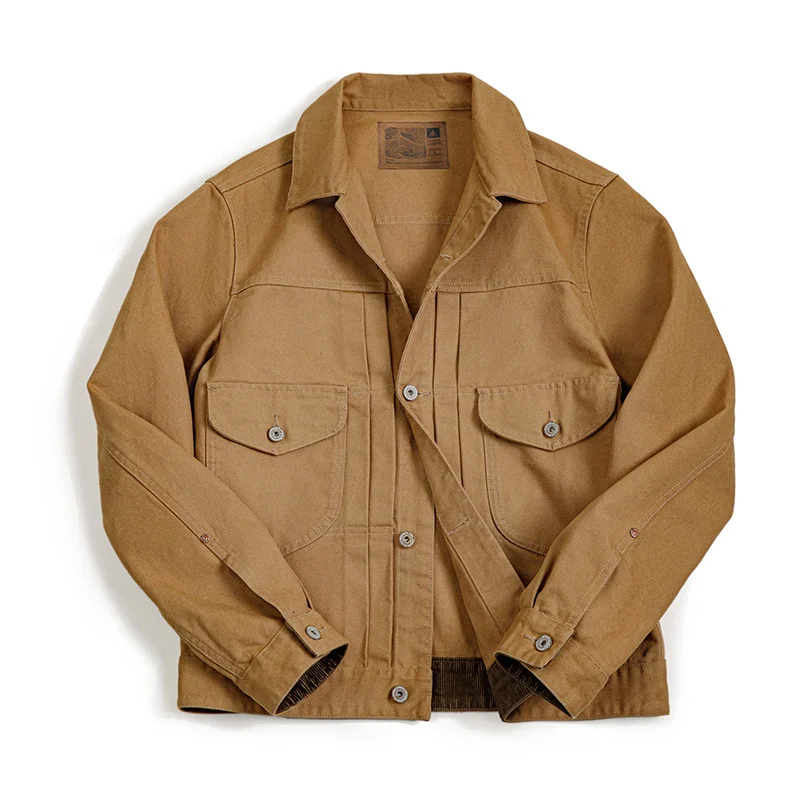 Men's Tooling American Retro Western Ranch Jacket Heavy Canvas Lapel 100% Cotton Jacket