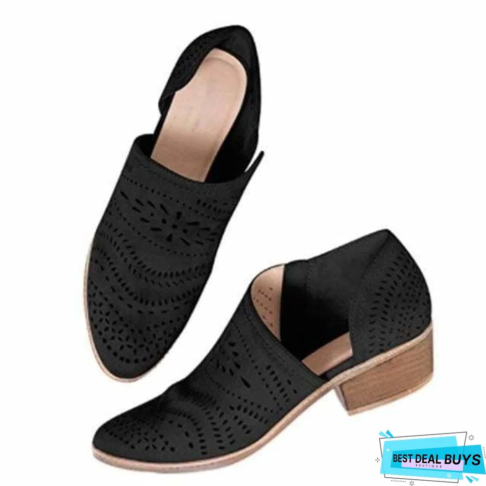Leisure Hollow Low-heeled Shoes Women Sandals
