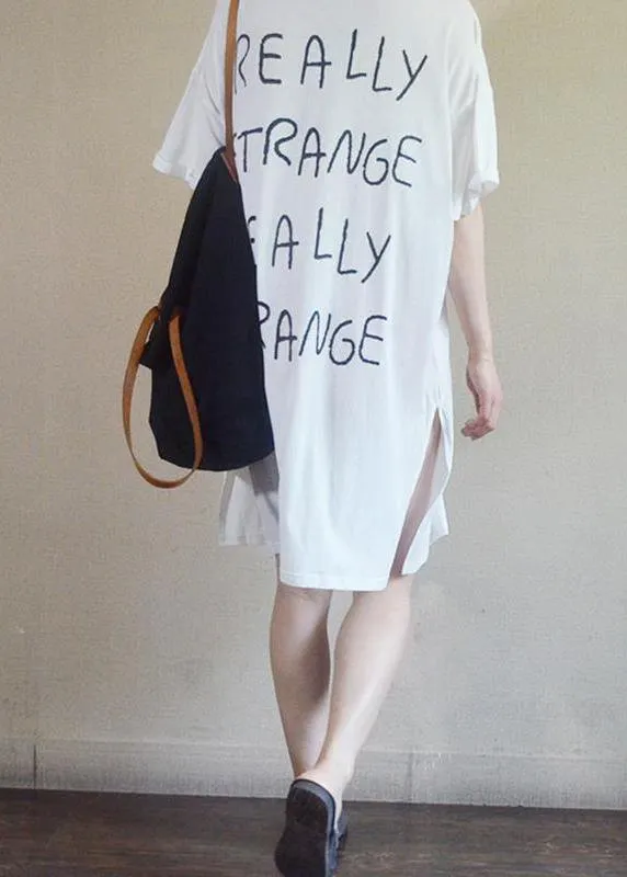 DIY cotton dresses Sweets Summer Loose Letter Casual Straight Dress