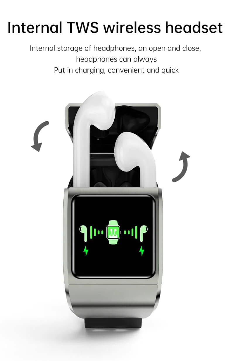 Findtime Smartwatch with Earbuds Blood Pressure Monitor Heart Rate Blood Oxygen