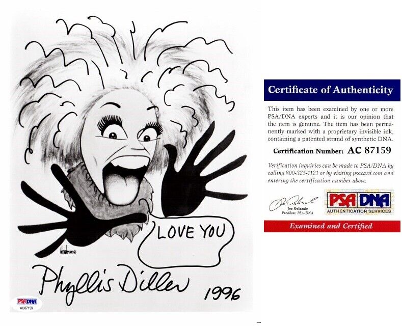 Phyllis Diller Signed 8x10 Photo Poster painting w/ LOVE YOU Inscription - Deceased 2012 PSA/DNA