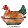 Hen Nest Glass Dish with Lid Crystal Glass Candy Jar Thicken Hen-Shaped Fruit Bowl Vintage Dessert Snack Plate for Home Decoration