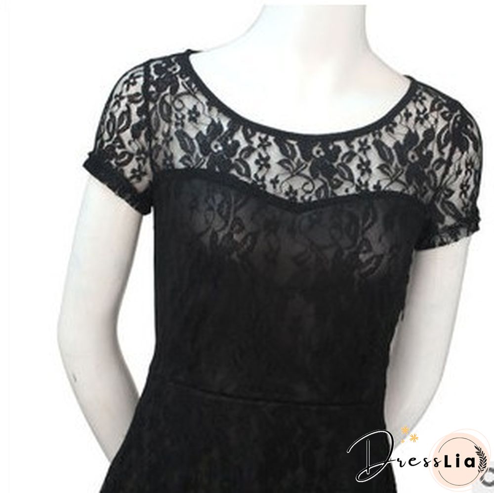 5XL Plus Size Dress Fashion Women Elegant Sweet Hallow Out Lace Dress Sexy Party Princess Slim Summer Dresses Vestidos Red Blue