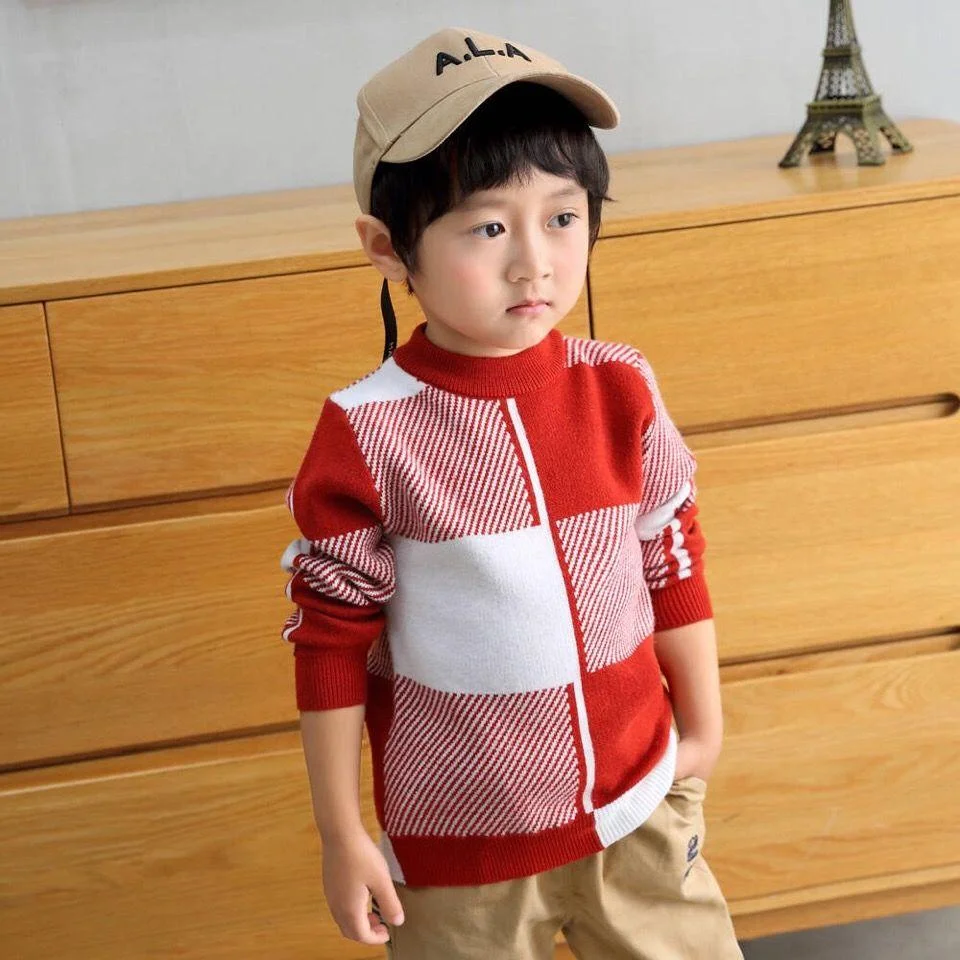 INS HOT Baby boys sweater 2-7 years old online celebrity children's sweater Chest pocket stripes boy clothes toddler sweater