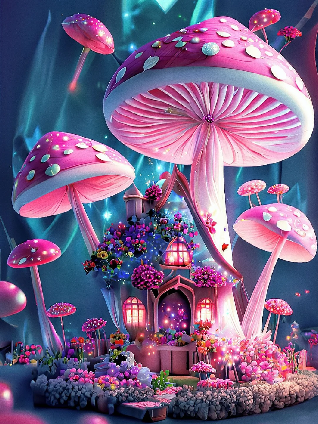 Diamond Painting - Full Round/Square Drill - Dream Mushroom Castle (30*40 - 50*60cm)