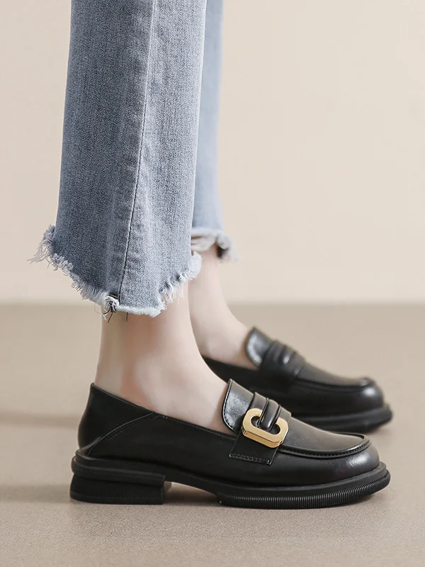 Split-Joint Round-Toe Platform Shoes Loafers