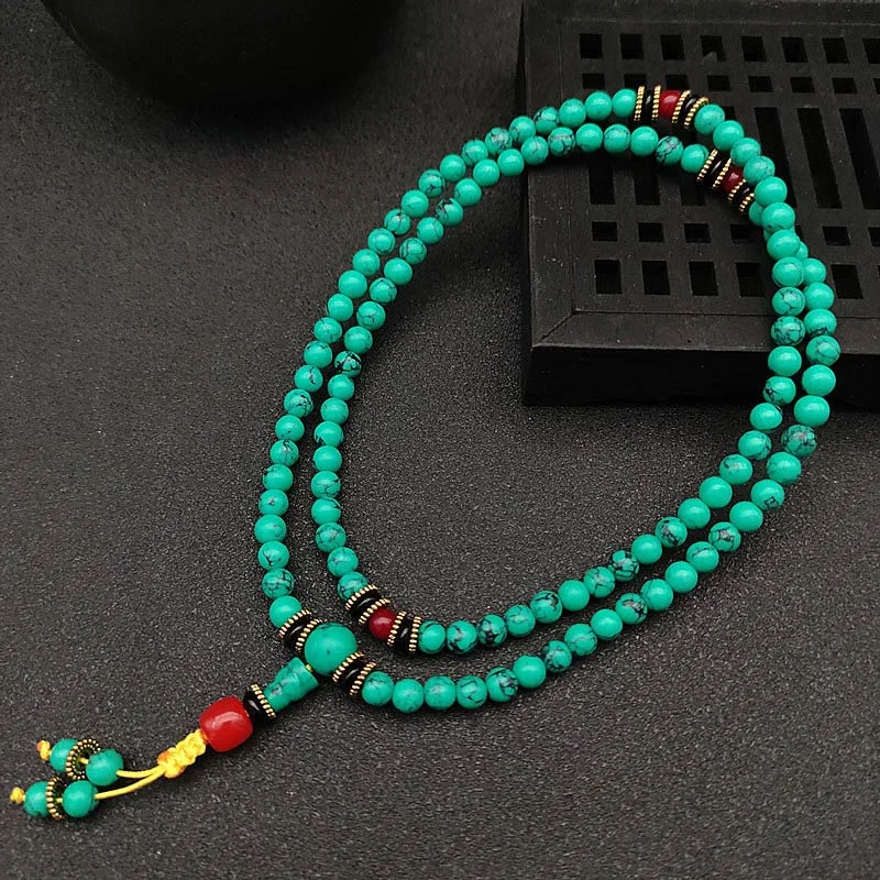 Tibetan Turquoise Healing Necklace Mala