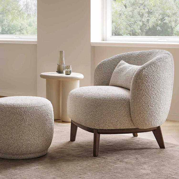 Avery Performance Boucl&eacute; Armchair with Ottoman