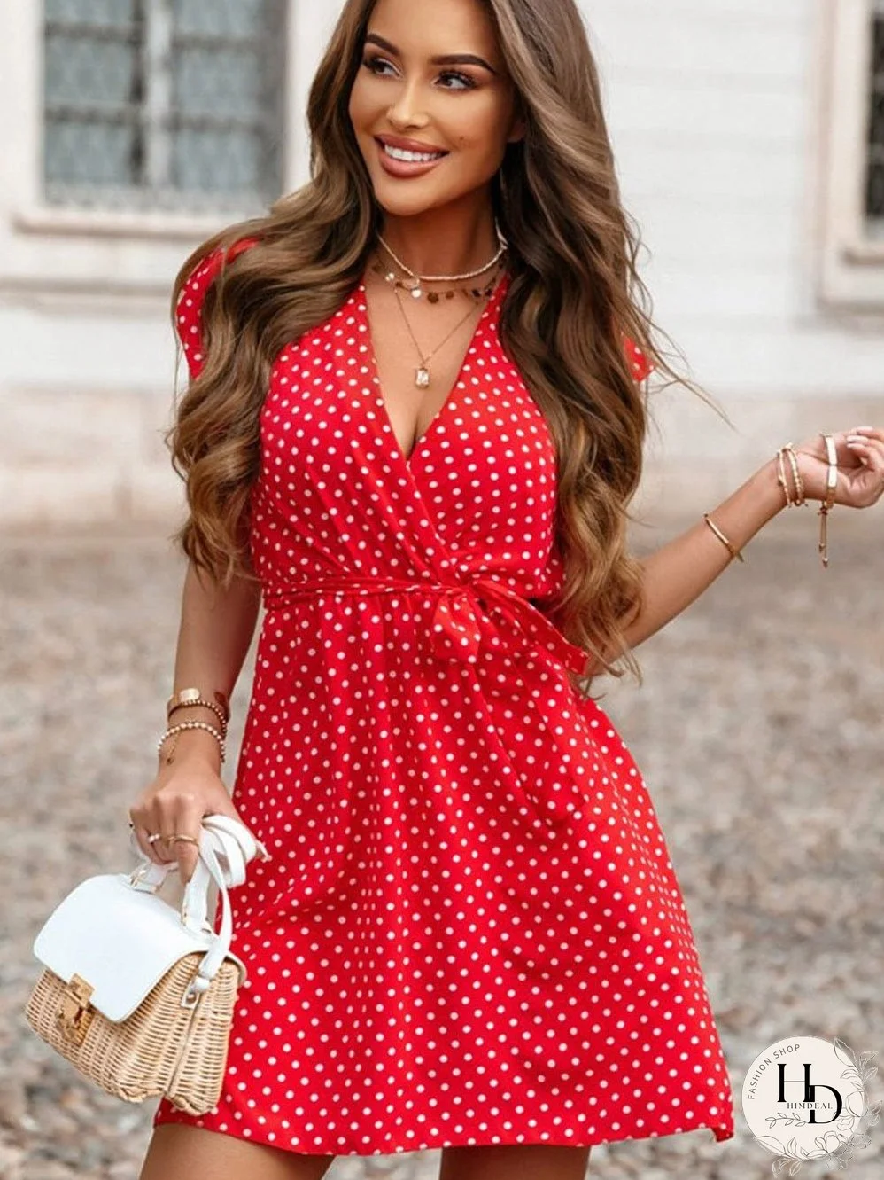 Round Neck Belted Long Sleeve Dress