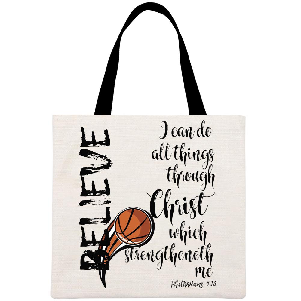 I Can Do All Things - Large Capacity Printed Linen Bag