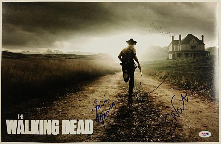 THE WALKING DEAD Cast Signed 11x17 Photo Poster painting 3 Autos Nicotero + Holden + Gurira PSA