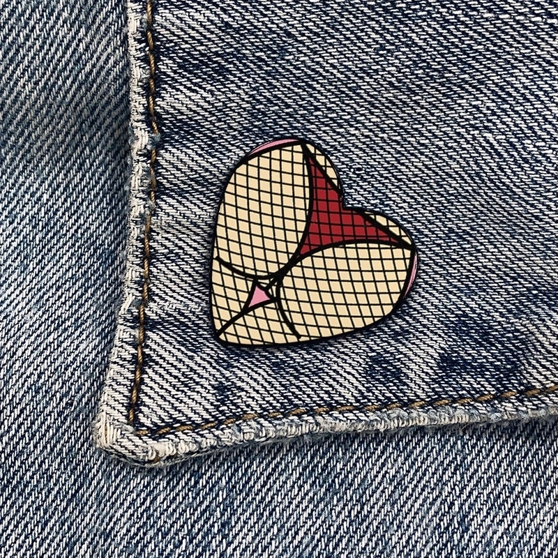 Cartoon Style Pin Heart Shape Mixed Materials Unisex Brooches