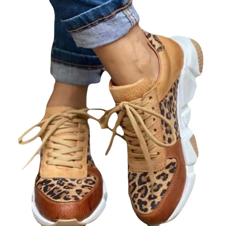 Breakj Breakj Spring And Autumn New Large-Size Leopard-Print Casual Single-Shoe Women's Flat-Bottomed Sports Casual Shoes Wish