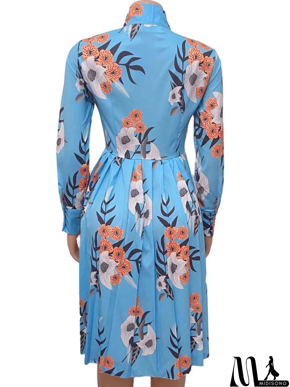 MidiSono - Autumn Office Professional Print Pleated Skater Dress