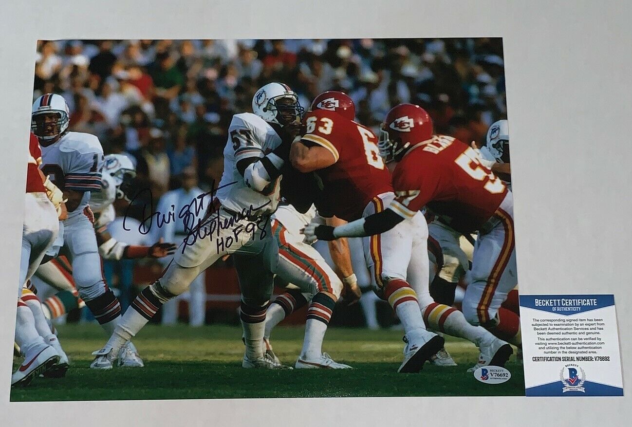 Dwight Stephenson signed Miami Dolphins 11x14 Photo Poster painting W/ HOF Inscr. BAS Beckett