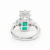 18K White Gold Asscher Cut Lab Emerald & Lab Diamond Toi et Moi Side-stone Cocktail Ring