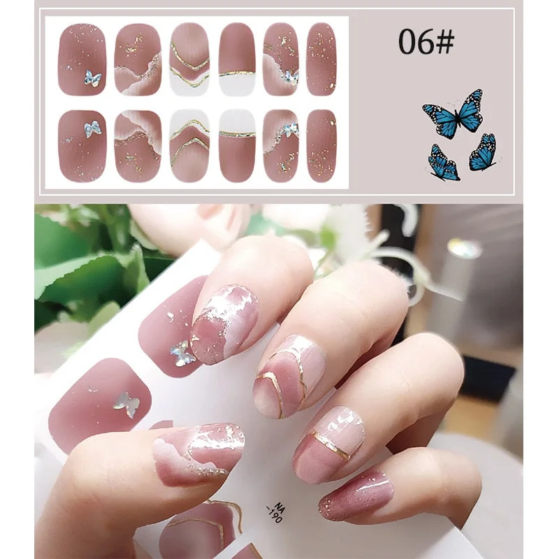 New Designs Full Cover Nail Stickers Fashion Flowers Nail Sticker Set Self Adhesive Manicure Decoracion Nail Strips-Nail Inspo