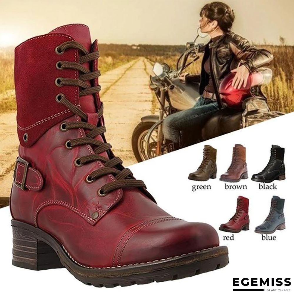 Classic Motorcycle Lace Up Ankle Boots | EGEMISS