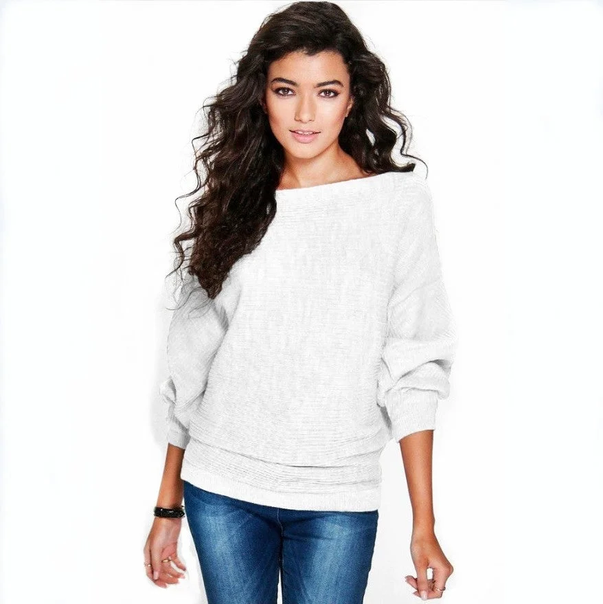 Fashion Loose Bat Sleeve Knitted Sweater | EGEMISS