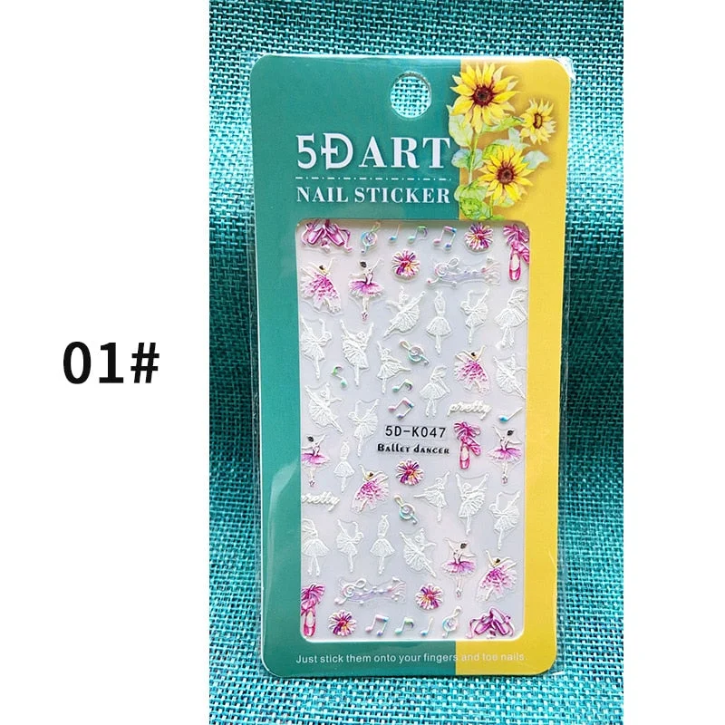 1PC 5D Nail Stickers Winter Santa Claus Self-Adhesive Slider Nail Art Decorations Christmas Snow Decals Manicure Accessories-Nail Inspo