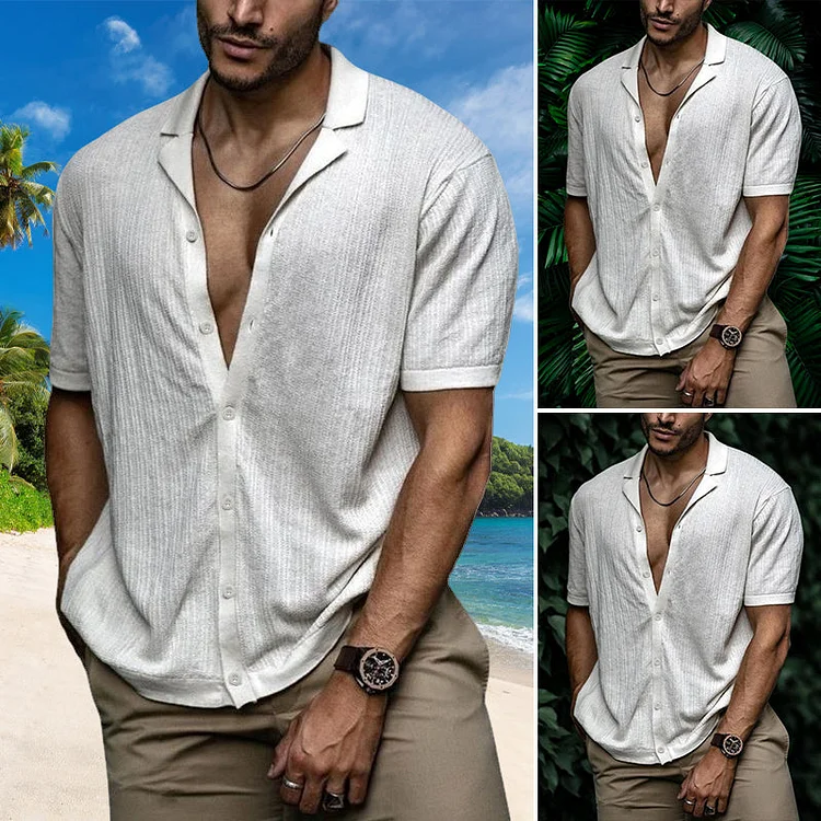 Men's Retro Casual Solid Color Shirt | 168DEAL